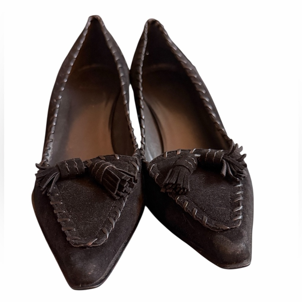 Stuart Weitzman Black Pointed Heels With Contrasting Whipstitching Size 10 M